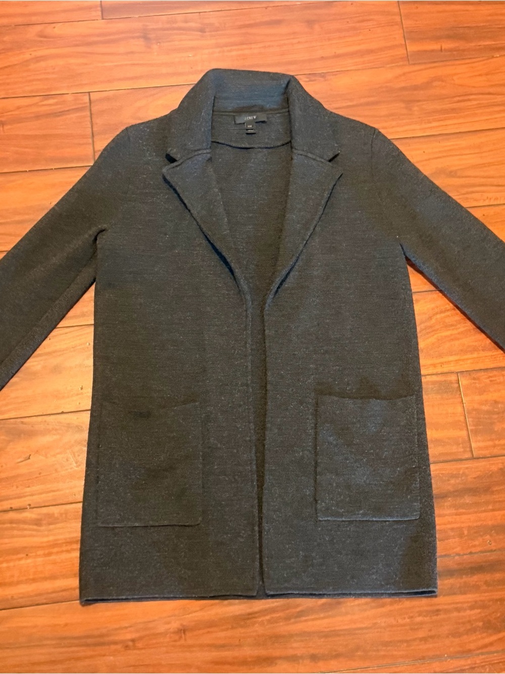 J. Crew 100% merino wool Dark Gray Open-Front Cardigan with pockets‎